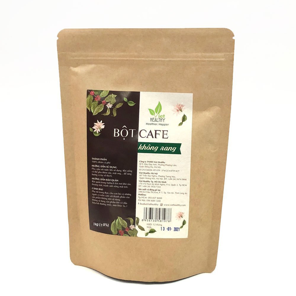 Bột cà phê enema (chỉ có nhân không rang) Viet Healthy 1kg, dùng cho coffee enema thải độc đại tràng, gan, làm đẹp da..