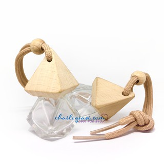 VỎ CHAI NƯỚC HOA TREO THÂN THUỶ TINH NẮP GỖ