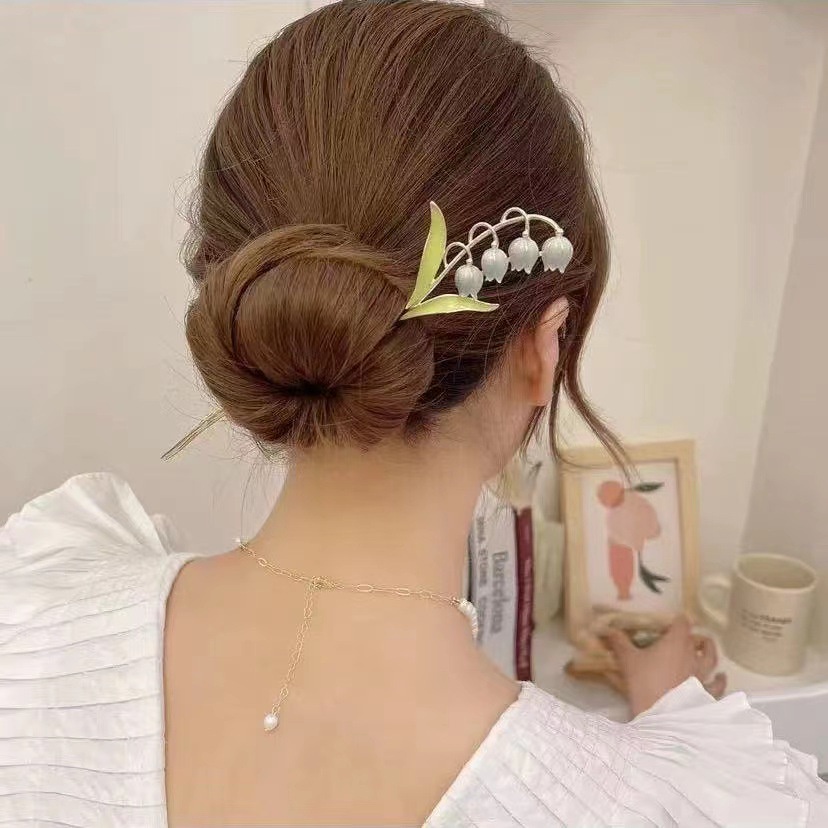 Trâm cài tóc nữ cá tính hoa linh lan dùng búi tóc hằng ngày phong cách công sở vintage cổ trang