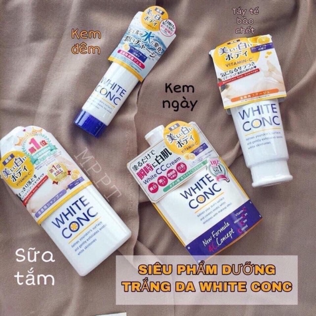 BỘ DƯỠNG TOÀN THÂN WHITE CONC kem ngày, kem đêm, tẩy da chết, nước dưỡng lotion, sữa tắm