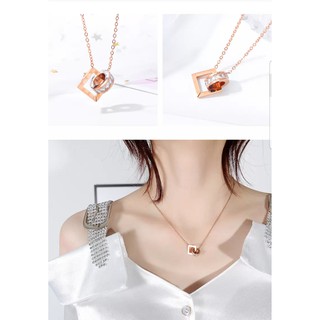 [Trang sức titan] Dây chuyền nữ titan mặt vuông la mã không han gỉ, không phai màu ( có kèm ảnh thật)