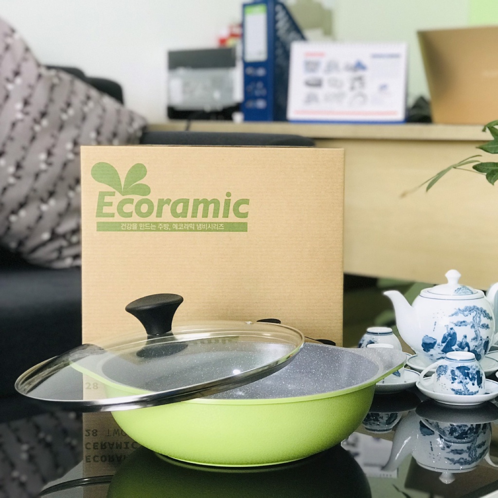 Nồi Ecoramic nấu lẩu phủ 7 lớp chống dính ceramic cao cấp siêu bền size 28cm nấu được mọi loại bếp kể cả bếp từ