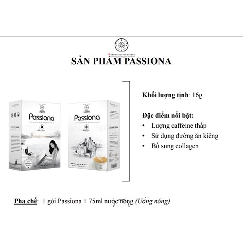 Combo 2 Hộp Cà phê Passiona - Hộp 14 Sticks - Trung Nguyên Legend (Collagen, đường ăn kiêng, cafein thấp)