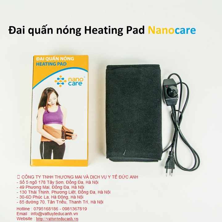 Đai đơn / đôi - Đai quấn nóng heating pad giảm mỡ bụng, chân, tay, đùi, mông Nanocare
