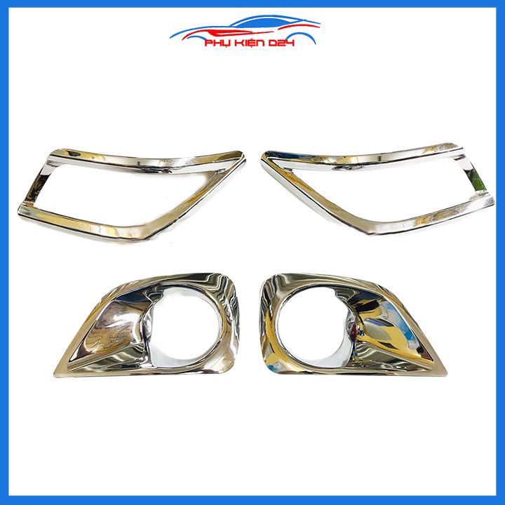 Ốp viền đèn gầm trước sau xe Vios 2014-2015-2016-2017 mạ Crom chống trầy trang trí làm đẹp xe