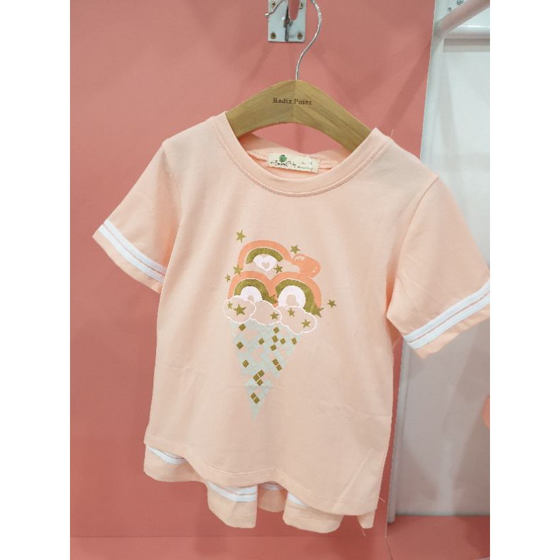 Bộ bé gái kèm chân váy in hình que kem. Chất cotton mát mịn, thấm hút mồ hôi. Size 4-10 từ 13-42kg