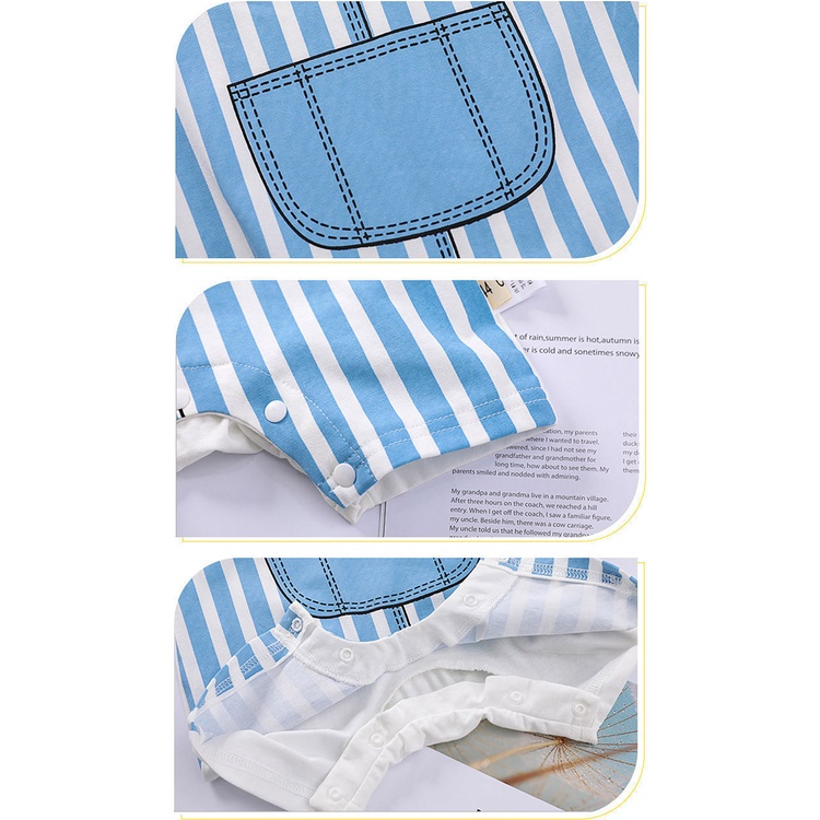 Luckycandy Bộ Áo Liền Quần Bằng Cotton Tay Ngắn Thoải Mái Cho Bé Sơ Sinh