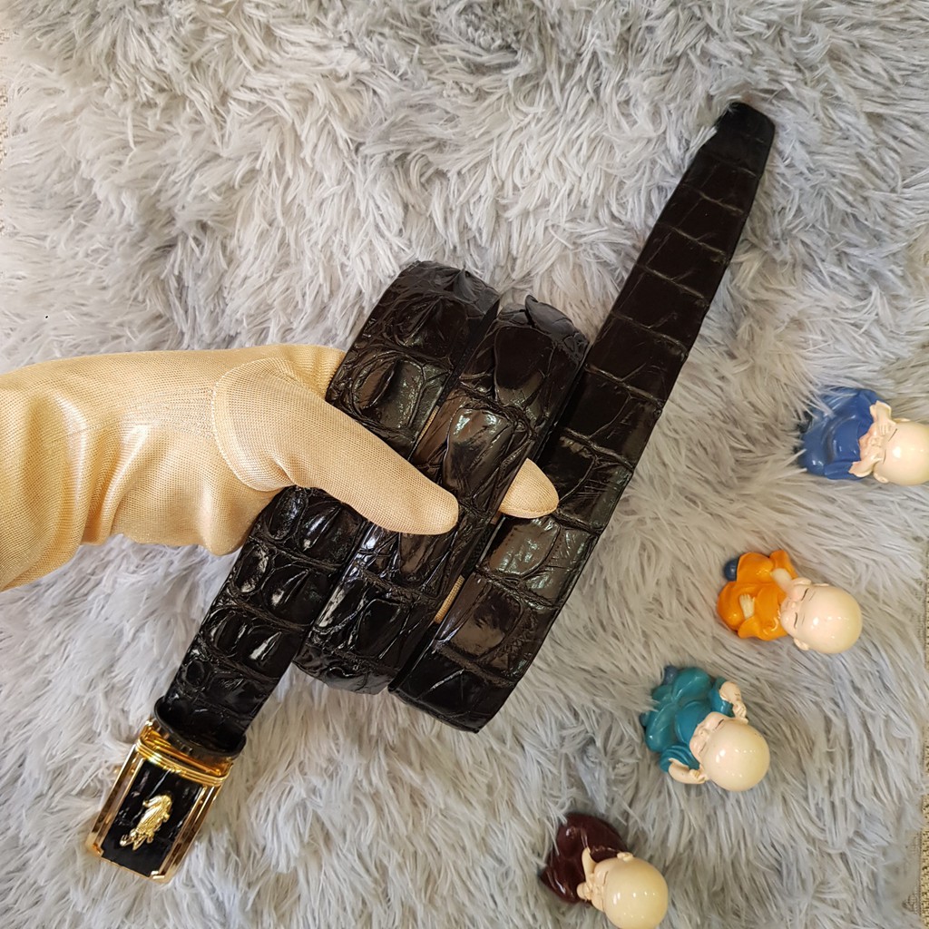 Dây Lưng Cá Sấu, Màu Đen I Dây Lưng Da Cá Sấu Ghép Bản 3,5 cm I Bảo Hành 24 Tháng