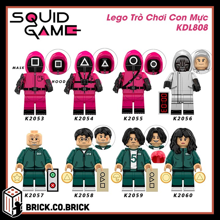 Squid Game Lego Đồ Chơi Lắp Ráp Sáng Tạo Trò Chơi Con Mực Minifigure KDL808 Lắp Ráp Lính Tam Giác Búp Bê Oh Il Nam Gi