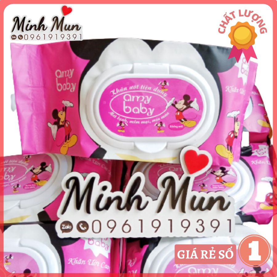 (150 tờ)COMBO 6 bịch khăn ướt AMY BABY kháng khuẩn cao cấp (150tờ )