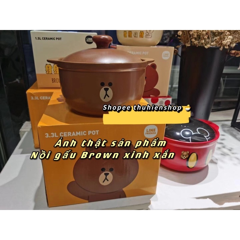 HÀNG SẴN / Nồi gấu Brown nấu mì / nồi niêu đất Line Friends dễ thương