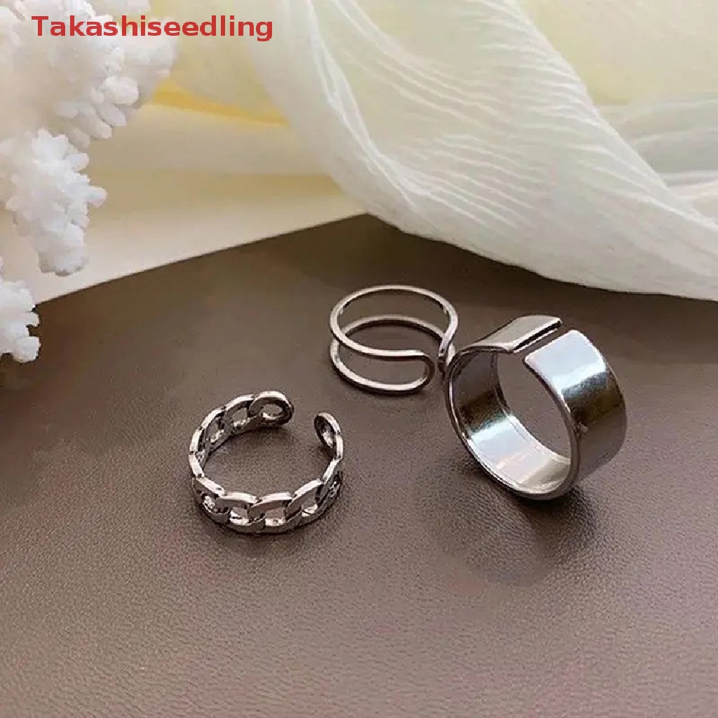 Bộ 3 / 4 Nhẫn Hở Hình Bướm Bằng Kim Loại Phong Cách Punk Hiphop Có Thể Điều Chỉnh