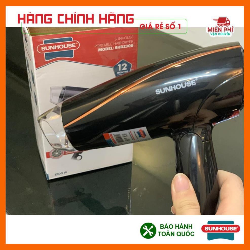 Máy sấy tóc Sunhouse SHD2306, máy sấy công suất 1200w, sấy khô nhanh, chế độ gió linh hoạt, tự động ngắt khi quá tải.