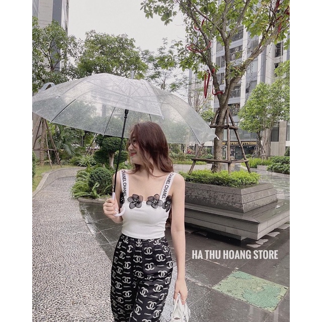 Set bộ áo quần suông thụng sét dây hoa kèm quần lụa xuông Cha.nel siêu chảnh