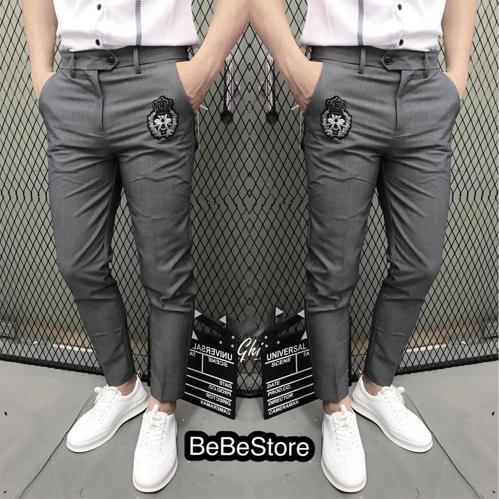 Quần âu xám thêu ong