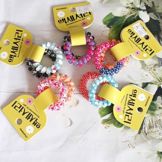 Combo 05 vỉ dây buộc tóc lò xo in chữ nhiều màu set 2