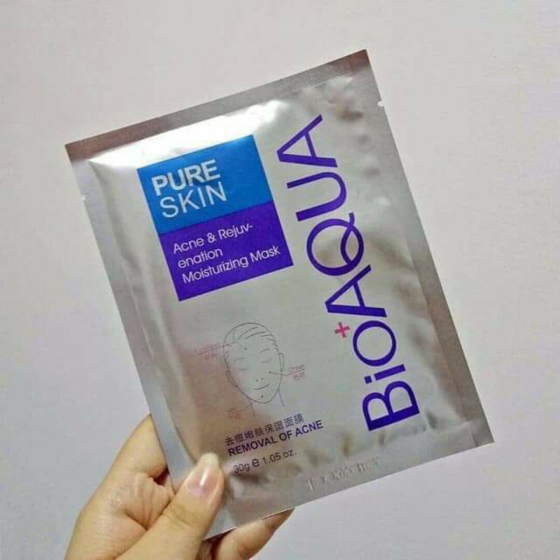 Mặt Nạ Ngừa Mụn Pure Skin BIOAQUA, Ngăn Ngừa Mụn Đỏ, Trứng Cá, Cám, Kiềm Dầu Mask Nội Địa Trung