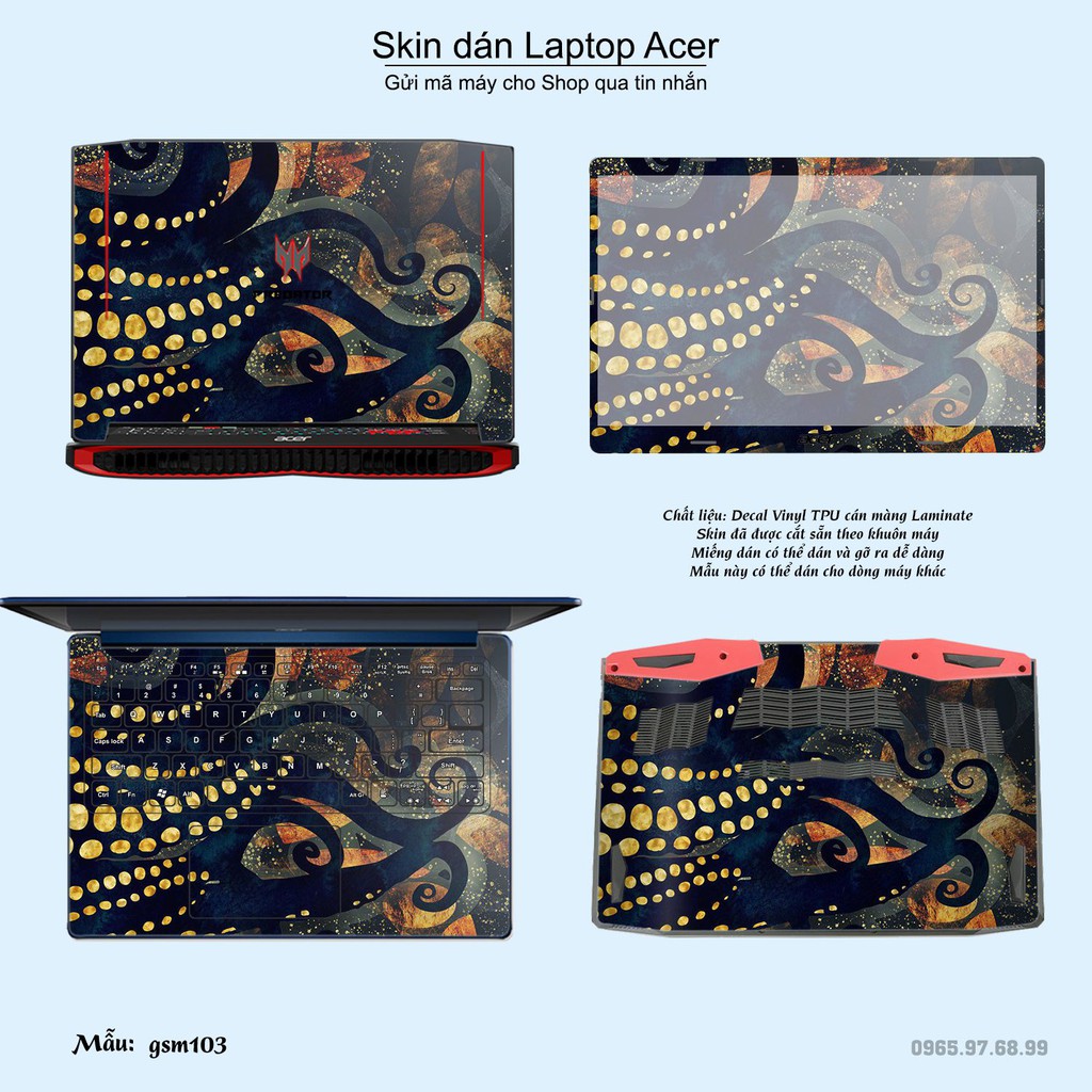 Skin dán Laptop Acer in hình sơn mài (inbox mã máy cho Shop)