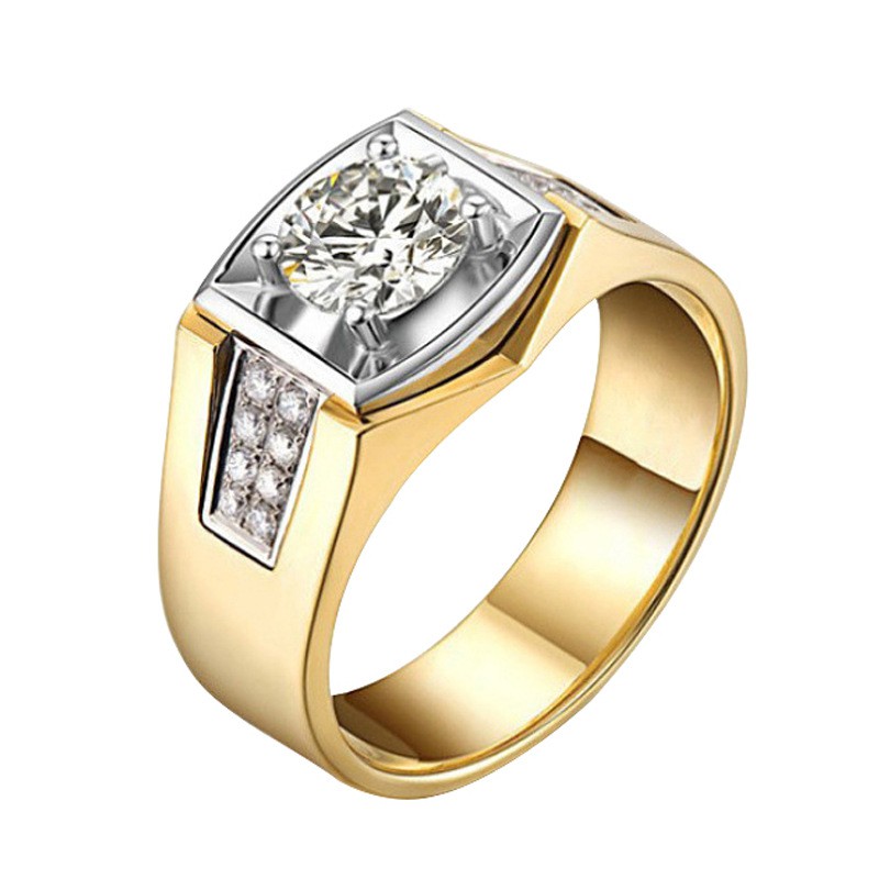 Nhẫn kim cương mạ vàng 18K thời trang nam