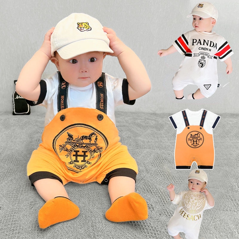 Áo Liền Quần Tay Ngắn Chất Liệu Cotton Thời Trang Mùa Hè Cho Bé 0-2 Tuổi