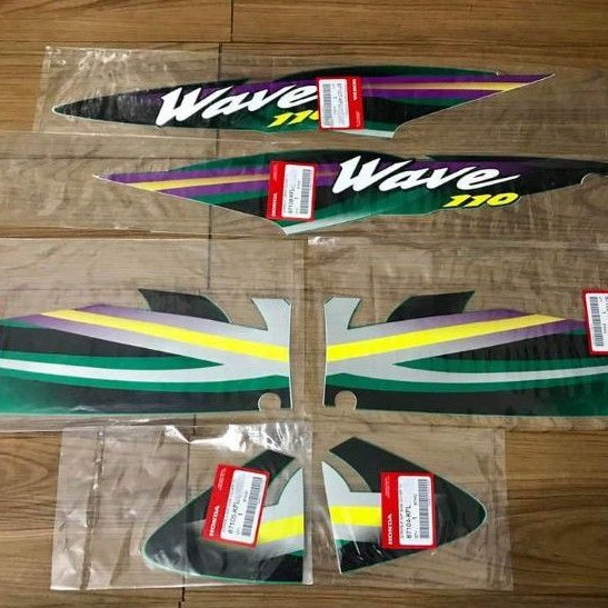 Bộ tem xe wave thái 110 màu xanh zin honda