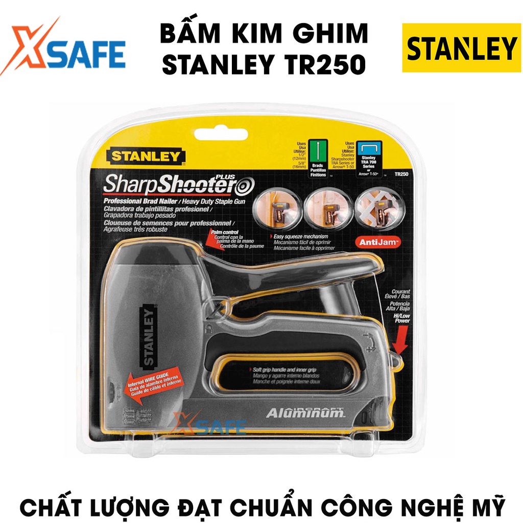 Bấm kim ghim STANLEY TR250 184mm Dập ghim Stanley gọn gàng, chất liệu thép crom cao cấp, khóa tay cầm an toàn