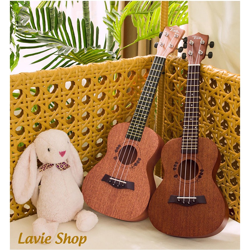 Đàn Ukulele Concert Gỗ Kèm Bao Đàn Và Đầy Đủ Phụ Kiện Size 23inch - 58cm HB88