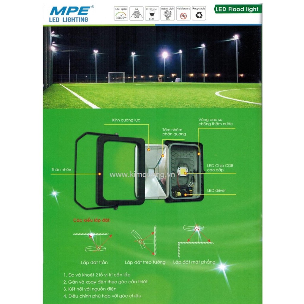 Đèn pha Led 20W MPE ( Ánh sáng trắng ) - Điện Việt