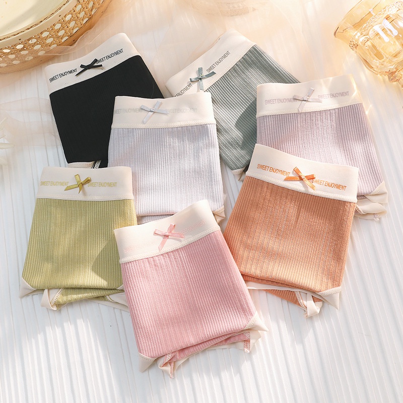 Quần lót cotton gân tăm BRALUNE , quần chíp nữ kháng khuẩn thoáng khí mã 105