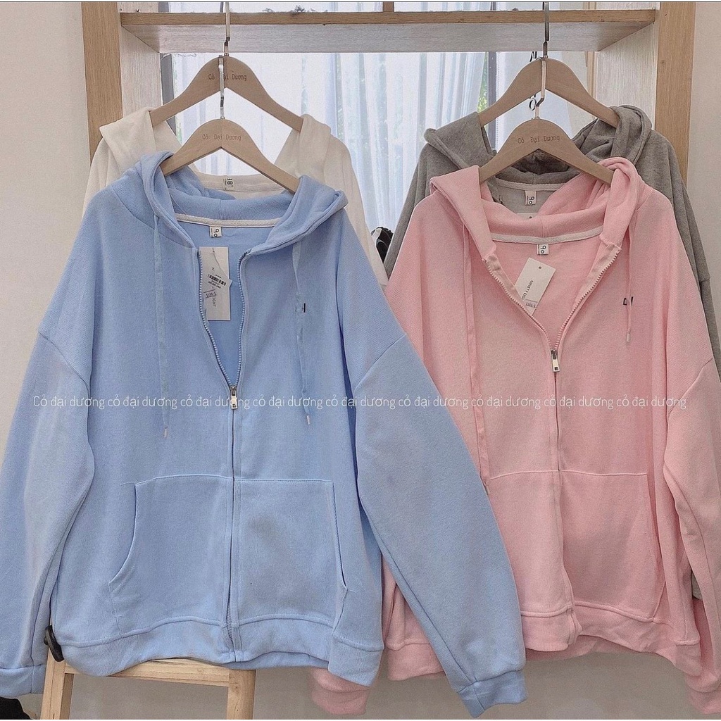 Áo khoác mũ nỉ tăm thêu chữ DI form oversize hàng Quảng Châu Lyn Closet K2208L | BigBuy360 - bigbuy360.vn