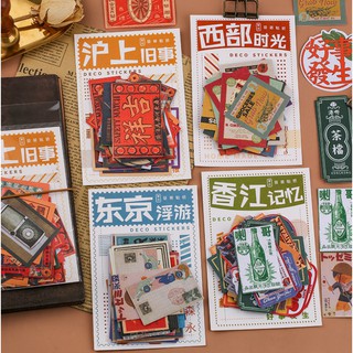 Set 40 miếng Sticker trang trí mẫu Retro Nhật Bản (Hàng có sẵn)_Guden Stationery