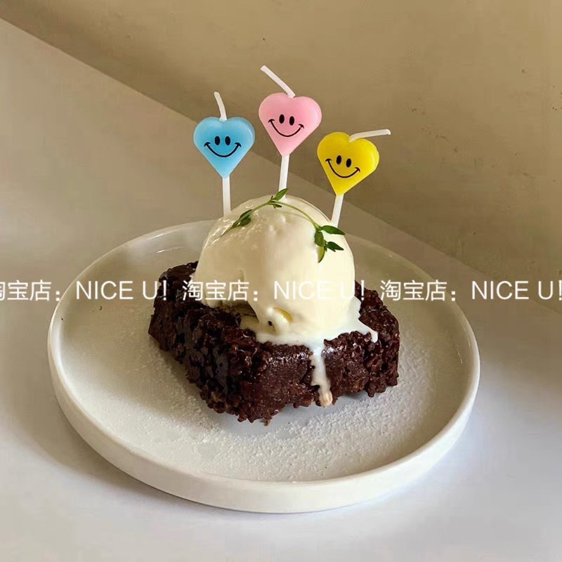 Bộ Nến Trái Tim Mặt Cười 5 Cây Màu Ngọt Ngào Trang Trí Bánh Kem - Yori Party