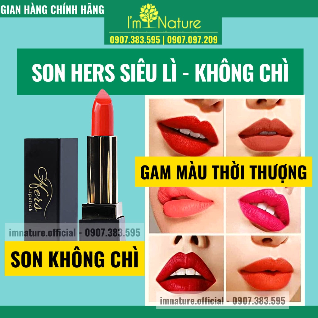 (+Quà) Son Hers Lì Không Chì Lâu Trôi Chính Hãng I'm Nature (Dùng Được Cho Bà Bầu - Mẹ Sau Sinh)