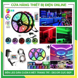 [ LED TIKTOK ] Đèn LED dây dán Led  RGB đổi màu ( Có remote điều khiển) + LED Đuổi nhiều màu 5050 ( Cuộn 5 mét)