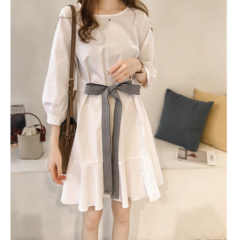Váy nữ ❤FREESHIP ❤Váy nữ tay dài - chất thô đũi mềm, cột nơ 2 kiểu - công sở, đi tiệc siêu trẻ trung | BigBuy360 - bigbuy360.vn