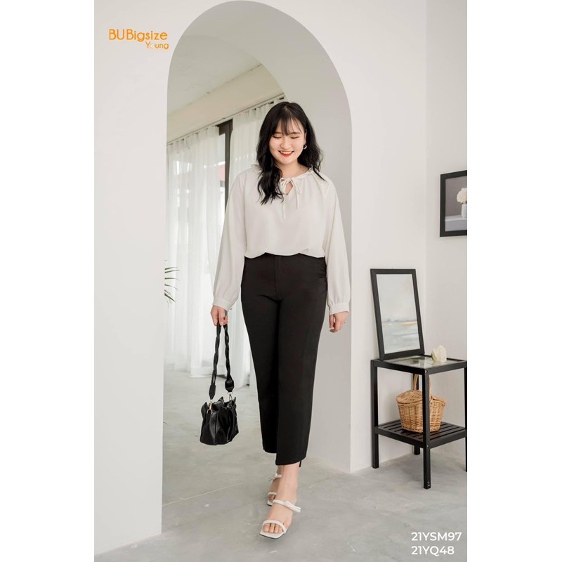 Quần mí cạnh lượn gấu BIG SIZE (55kg đến 95kg) - 21YQ48 - [BU Bigsize Young]