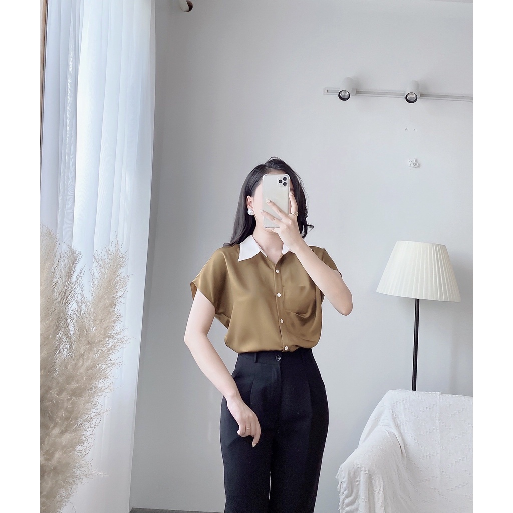 Áo Sơ Mi Tay Dơi Phối Cổ Trắng Zym's House - K150