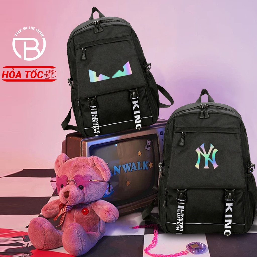 Balo Đi Học Ulzzang Thời Trang Unisex Hàn Quốc Logo Phát Sáng, Có Ngăn Chống Sốc Laptop Chống Nước Dùng Đi Chơi Du Lịch