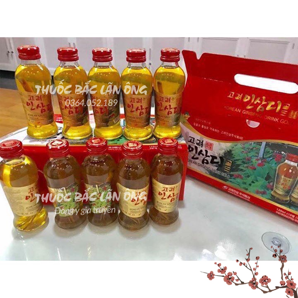 Nước hồng sâm có củ nguyên chất Hàn Quốc (10 chai x 120ml/chai) - Thuốc Bắc Lãn Ông