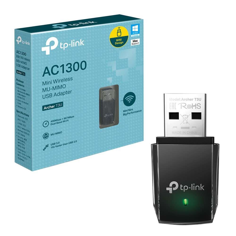 TP-Link AC 1300Mbps USB kết nối Wifi Băng tần kép - Archer T3U - Hàng Chính Hãng