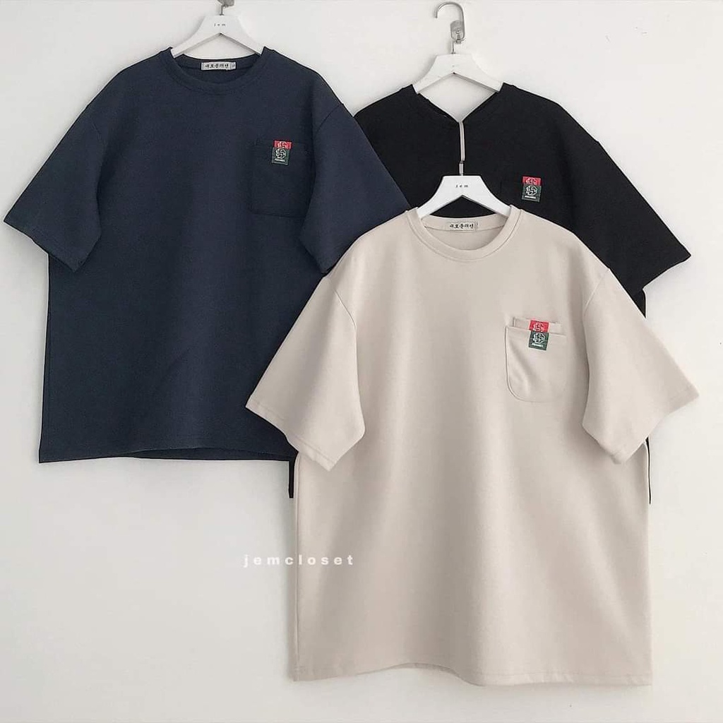 Áo Thun Nam Nữ Form Rộng Hàn Quốc 2 Túi  Thoáng Mát Thiết Kế Thời Trang Kiểu Dáng Năng Động Trẻ Trung