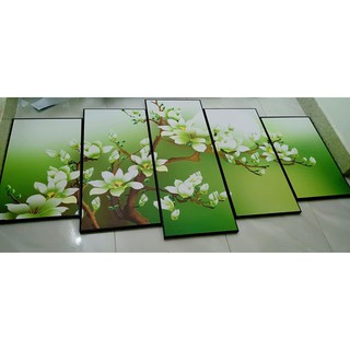Tranh bộ canvas 5 tấm hoa mộc lan