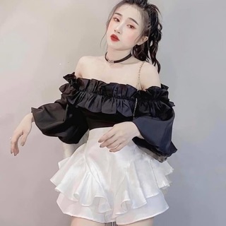 Áo bẹt vai bèo tay phồng