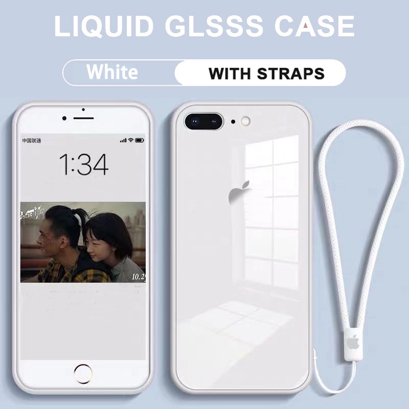 Ốp điện thoại kính cường lực cứng có dây đeo cho iPhone 11 Pro MAX 12 12pro X Xr Xs Max 6 7 8 Plus 6 6s Se2