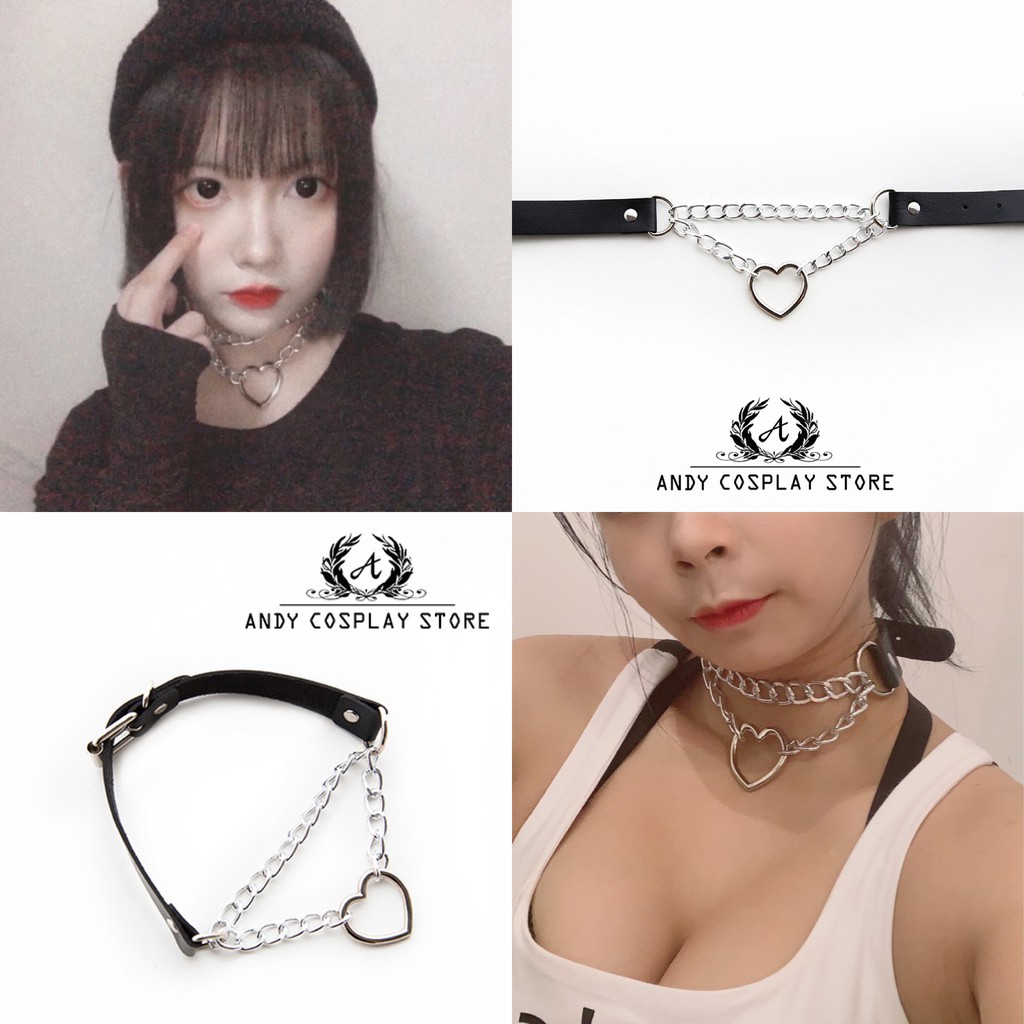 [CÓ SẴN] Vòng cổ choker xích trái tim rỗng