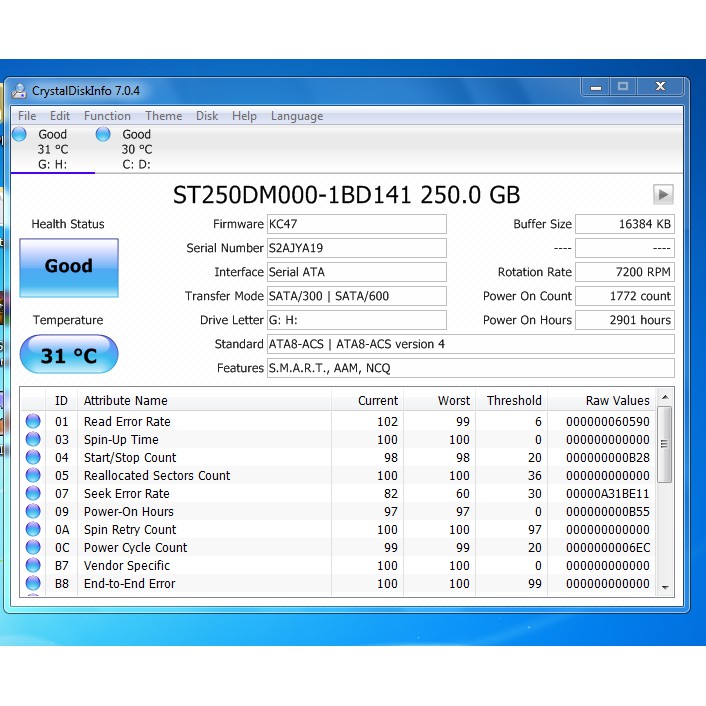 HDD 250Gb SATA dùng cho PC