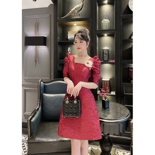 Váy Gấm Hoa kèm hoa cài