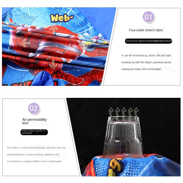 ♛Bộ Đồ Bơi In Hình Superman/Siêu Nhân/Captain America Cho Bé Trai