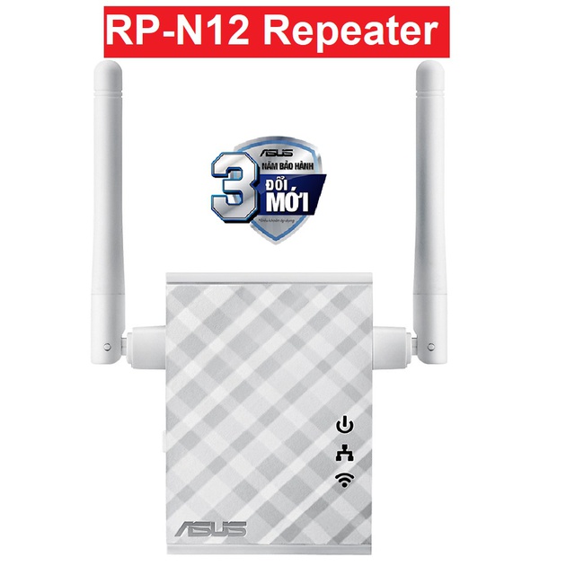 Bộ Mở Rộng Sóng Asus RP-N12 Repeater Chuẩn N300 2 Ăng-ten 2dBi Giúp Tăng Độ Phủ Sóng