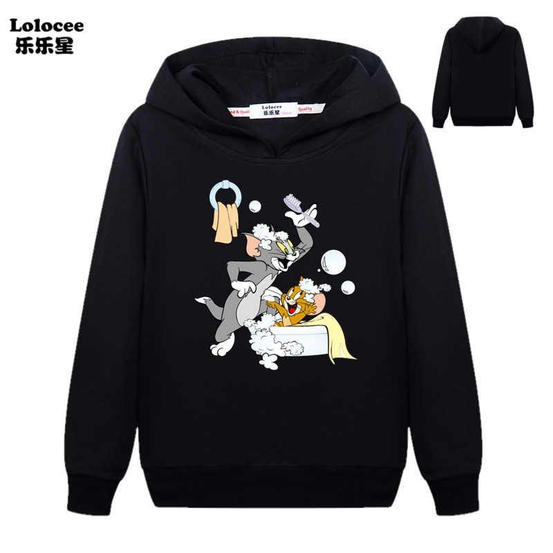 Áo Hoodie Dài Tay In Họa Tiết Tom &amp; Jerry Xinh Xắn Dành Cho Bé Trai